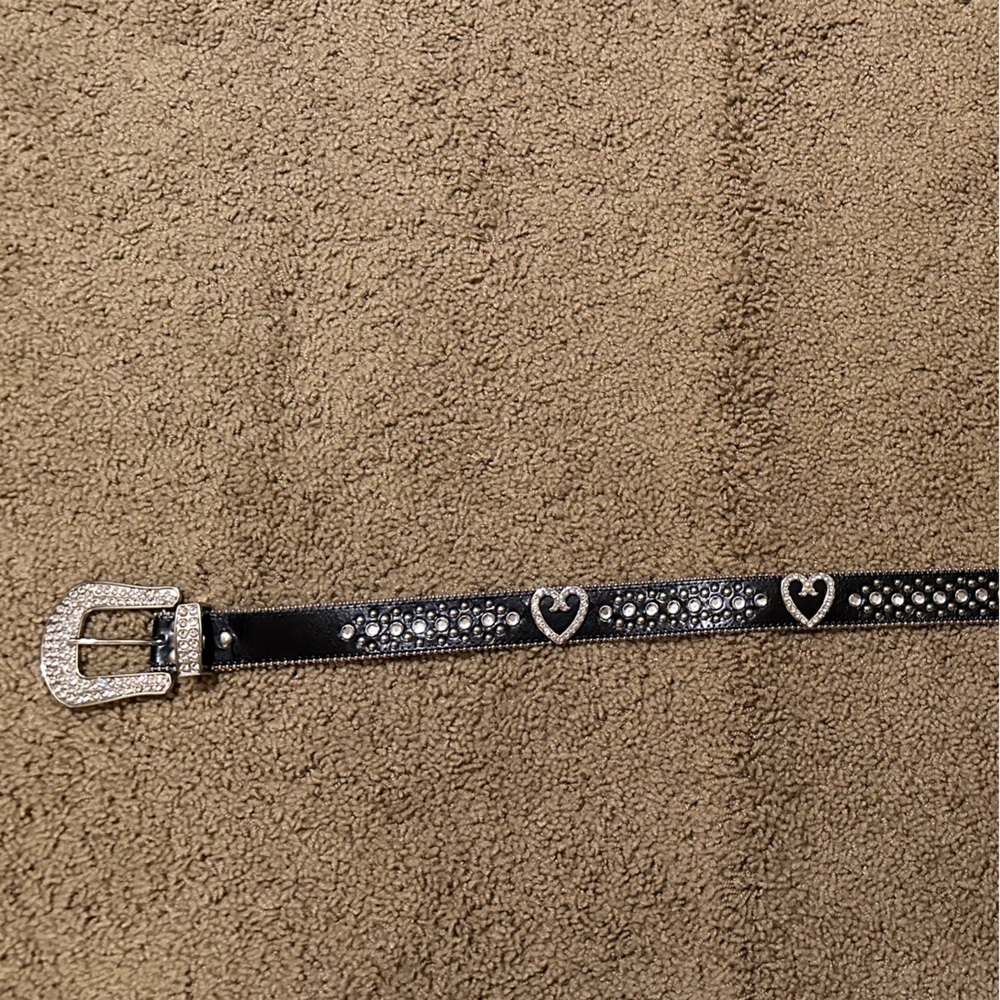 Black leather and rhinestone belt. Medium size. Like new condition.